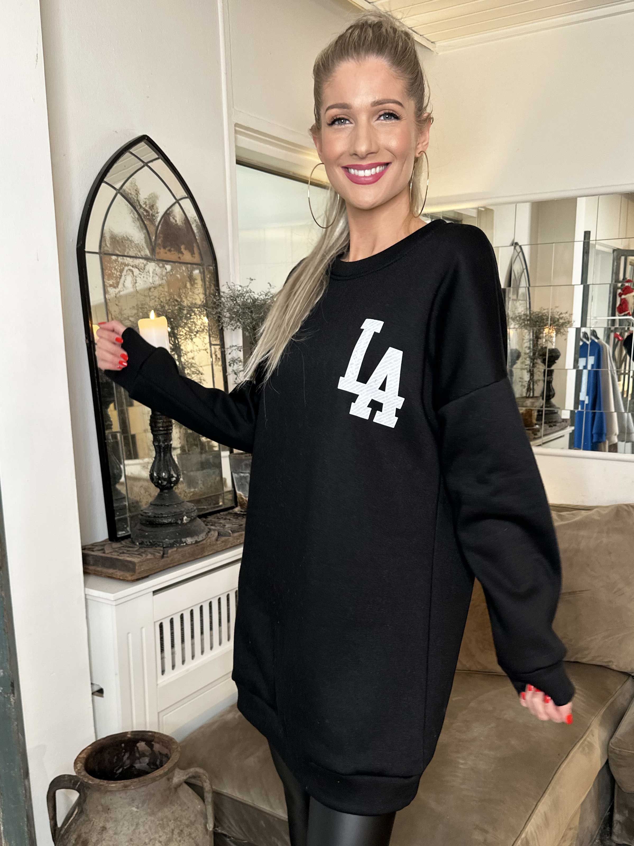 Maida - Lang sweatshirt med LA tryk foran og bagved